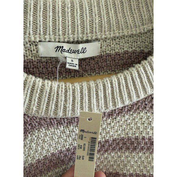 NWT Madewell Women’s knit striped sweater cream size S cabincore cozy - Picture 4 of 7